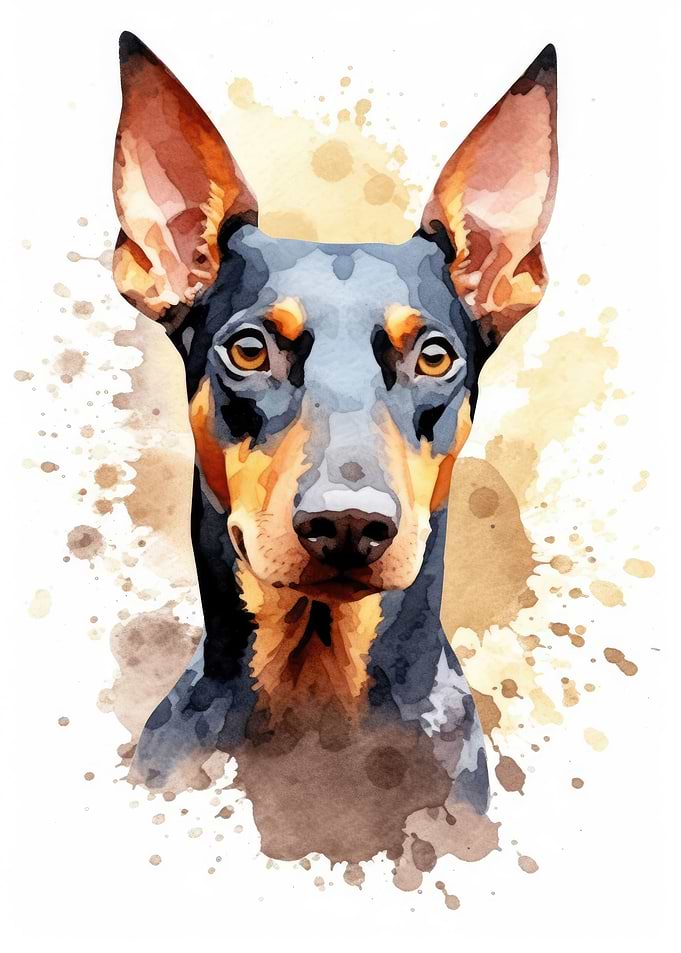watercolor doberman