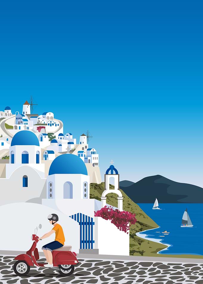 Santorini Travel Print