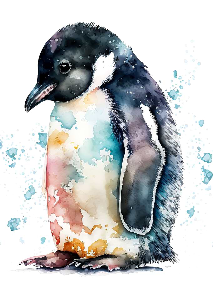 cute watercolour penguin