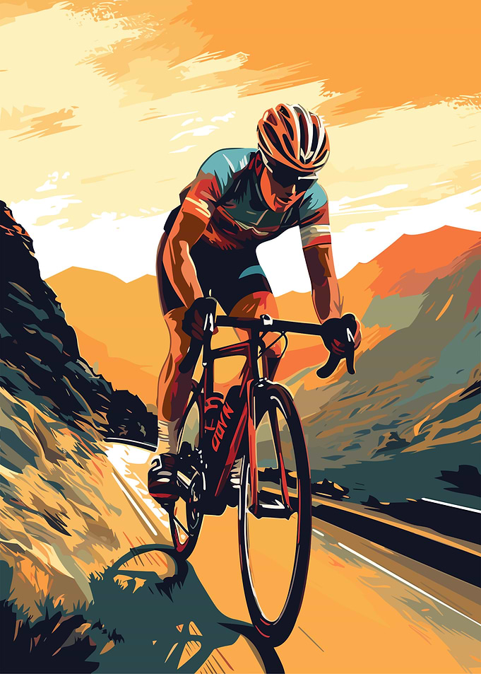 Cyclist ride on a Mountain