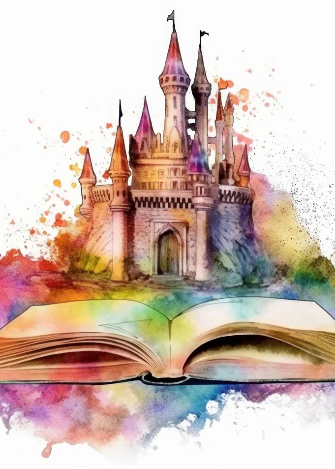 Mythical watercolor castle