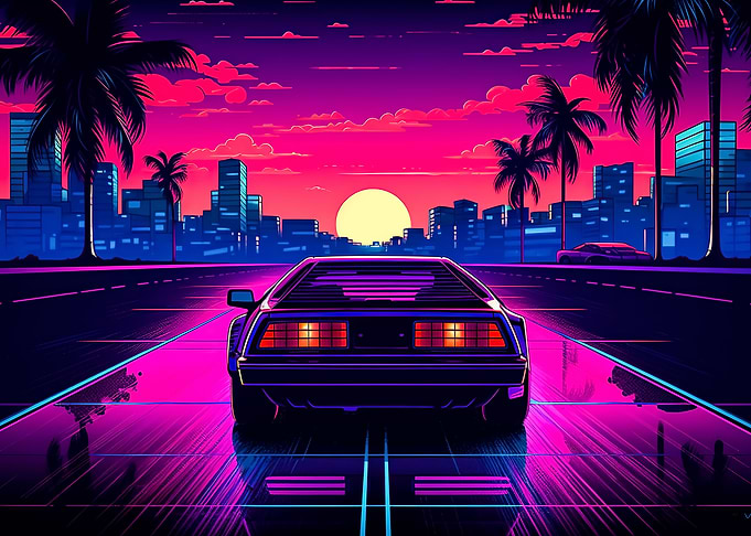 Retro Miami Neon Sunset