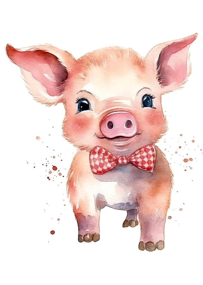 watercolor pig pink