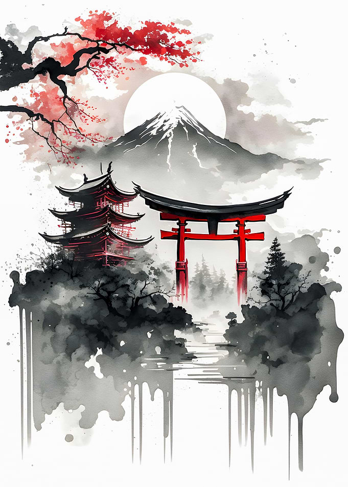japan scenery ink wash 2
