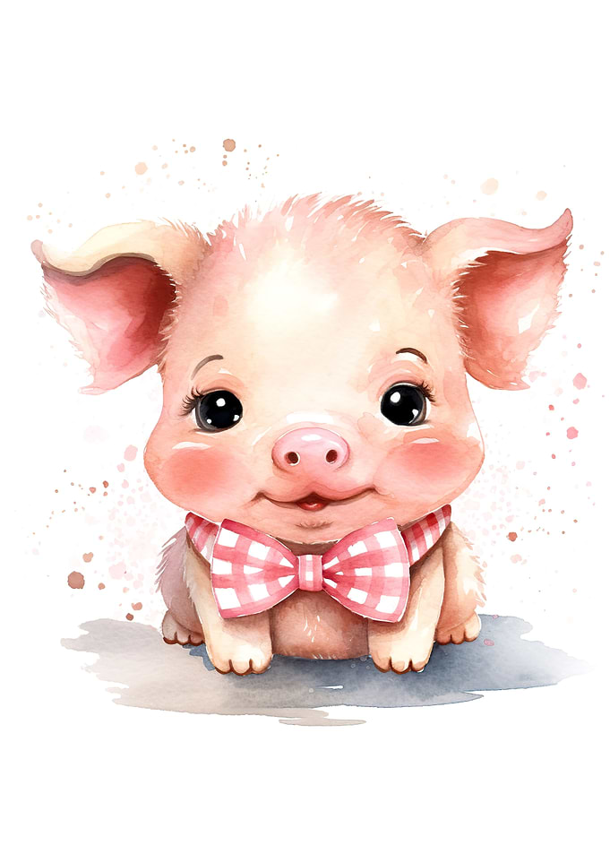 watercolor pig pink