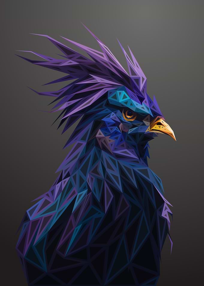 Rooster Lowpoly Engraved