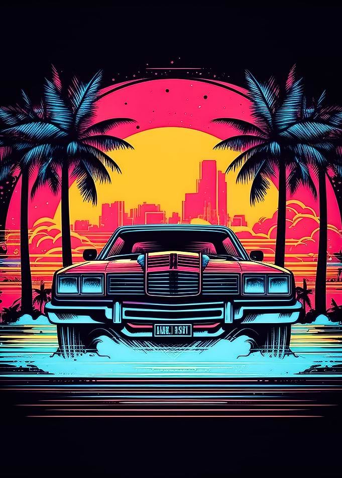 Retro Miami Neon Sunset