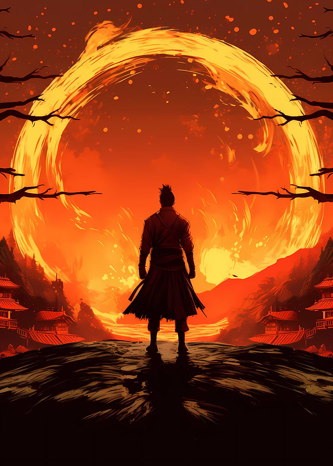 Samurai on fire