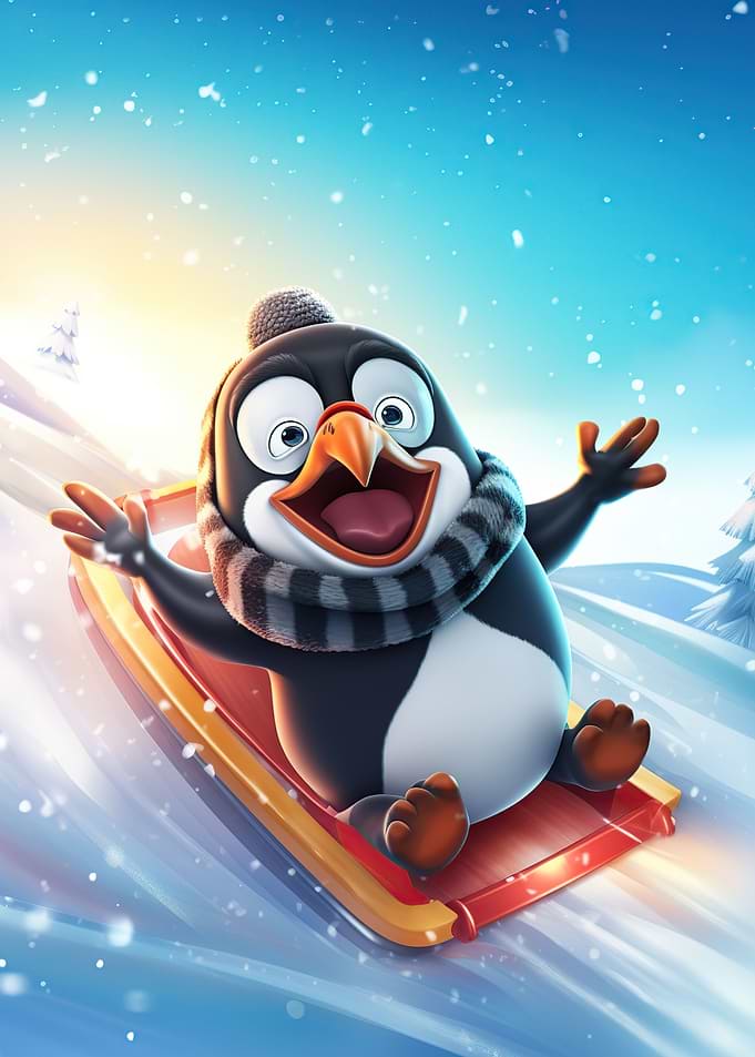 penguin skiing