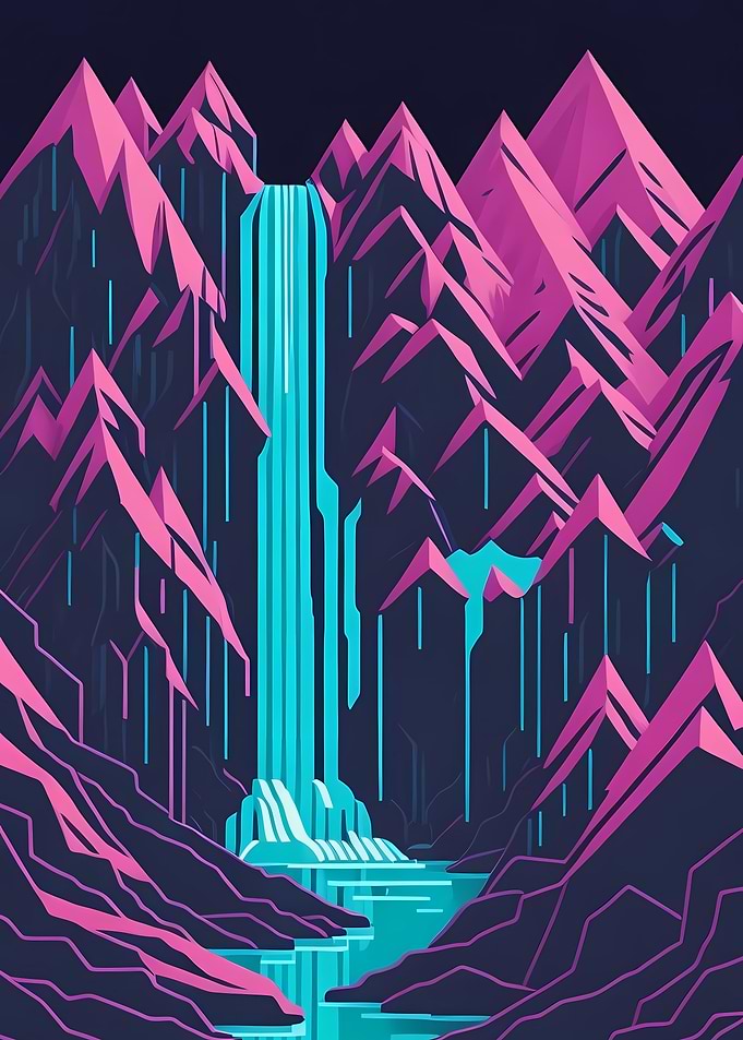 Geometric Rocky Waterfall