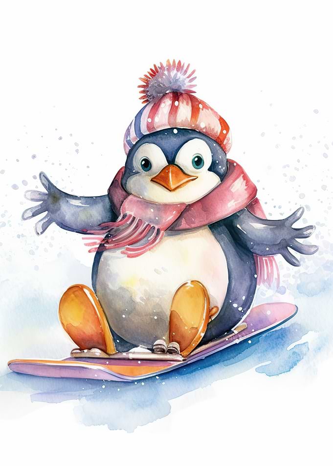 penguin skiing