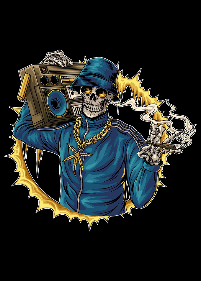 80s Boombox Skull