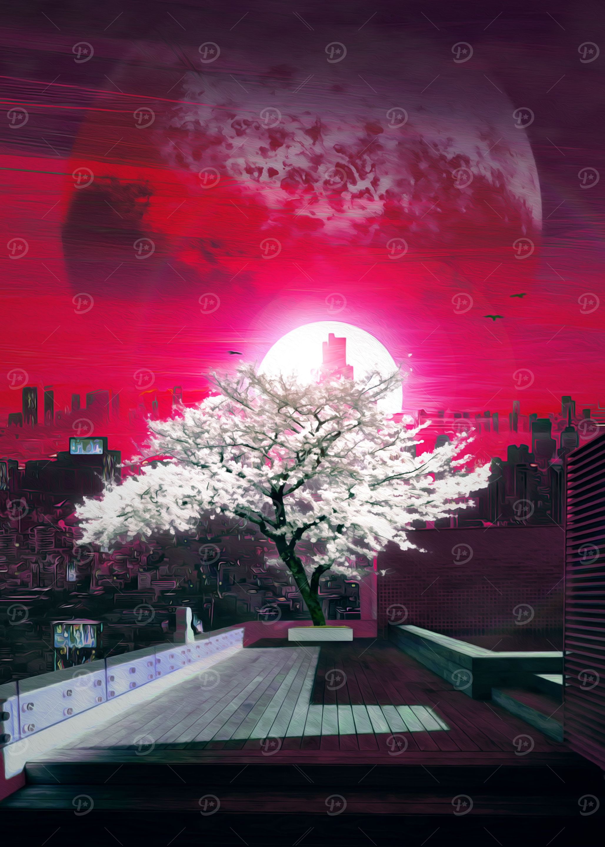 Cyber Cherry Blossom Tree