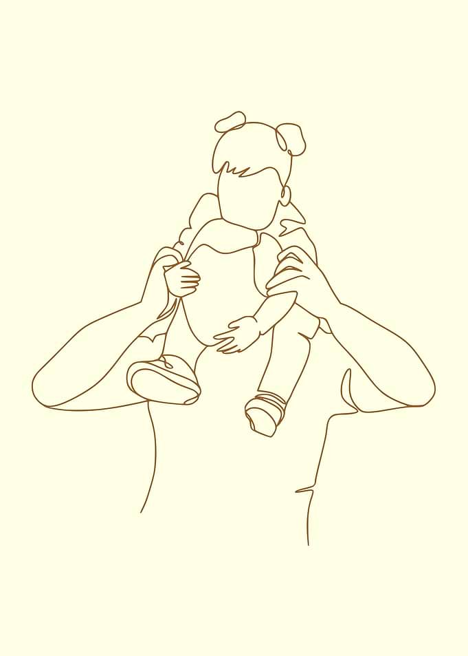 Father and Boy Lineal Art