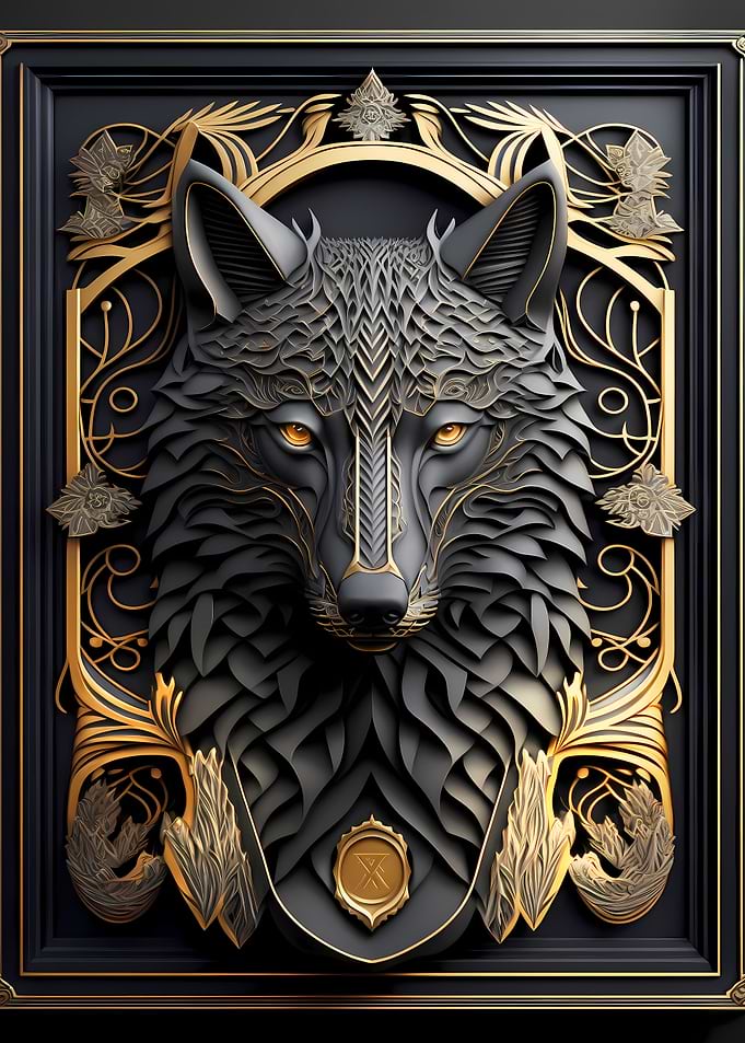 King Black Wolf Art Deco