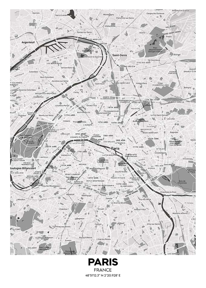 Paris France streetmap