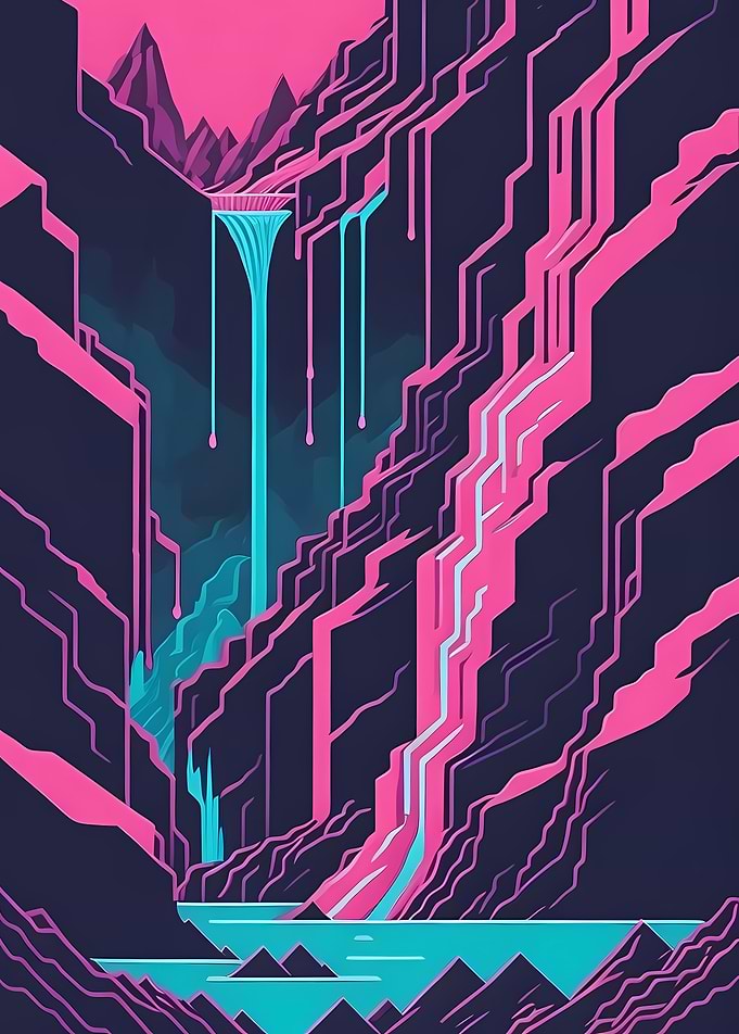 Geometric Rocky Waterfall