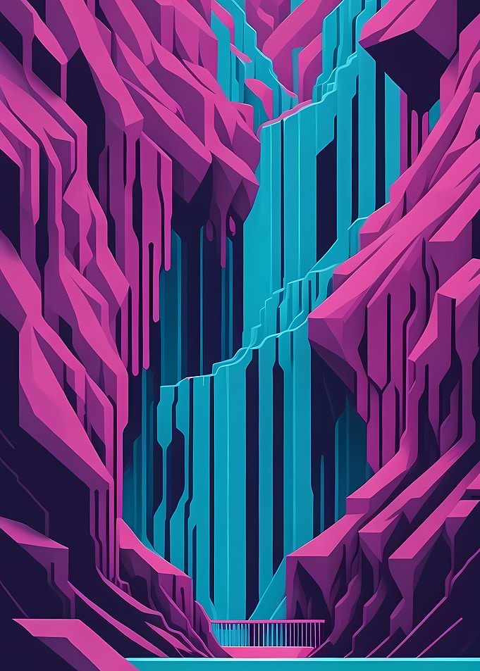 Geometric Rocky Waterfall