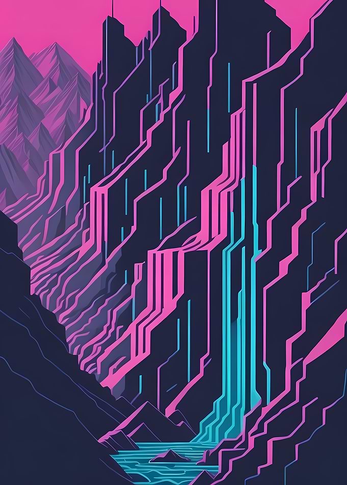 Geometric Rocky Waterfall