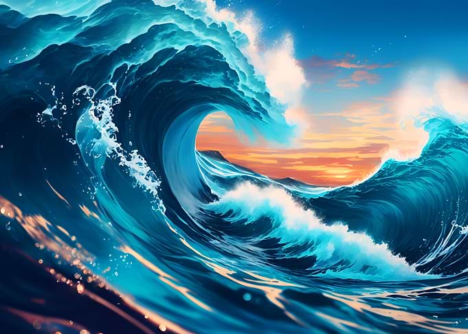 Waves Ocean sunset