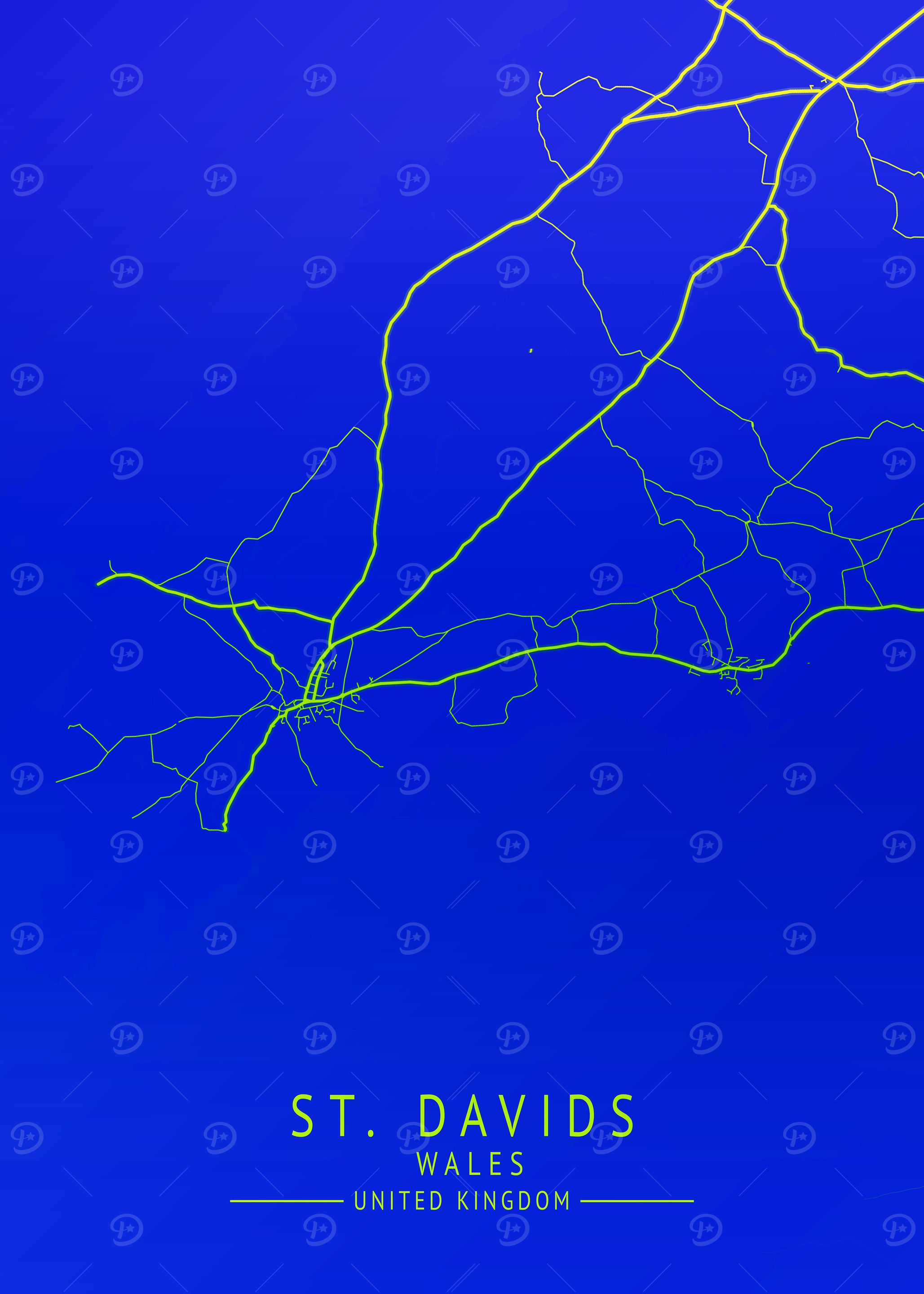 St Davids UK City Map