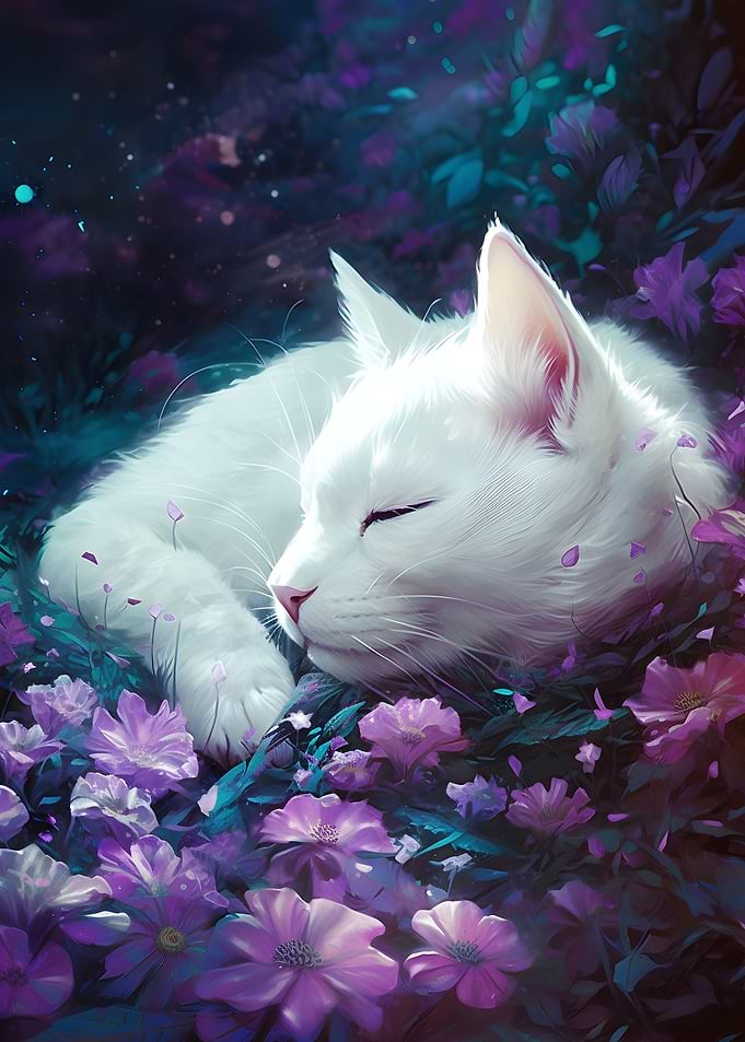 Cat nap Among Blooms