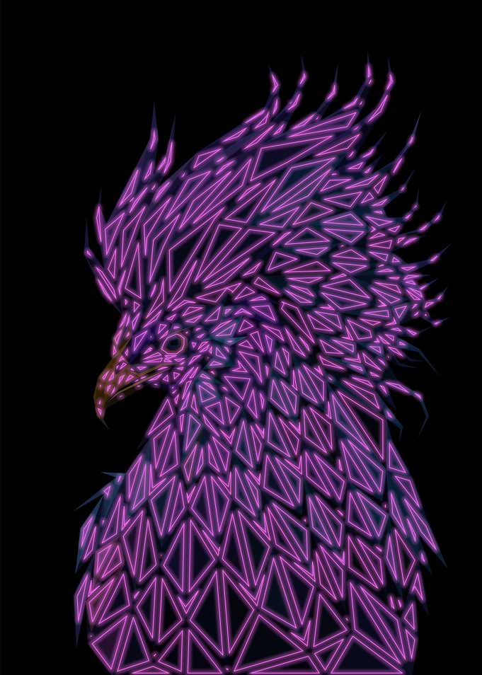 Rooster Lowpoly Neon
