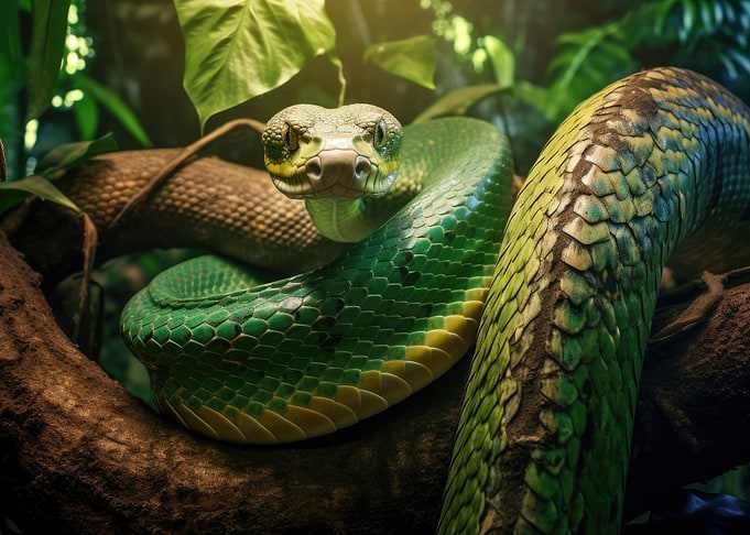 Majestic Snake In Jungle
