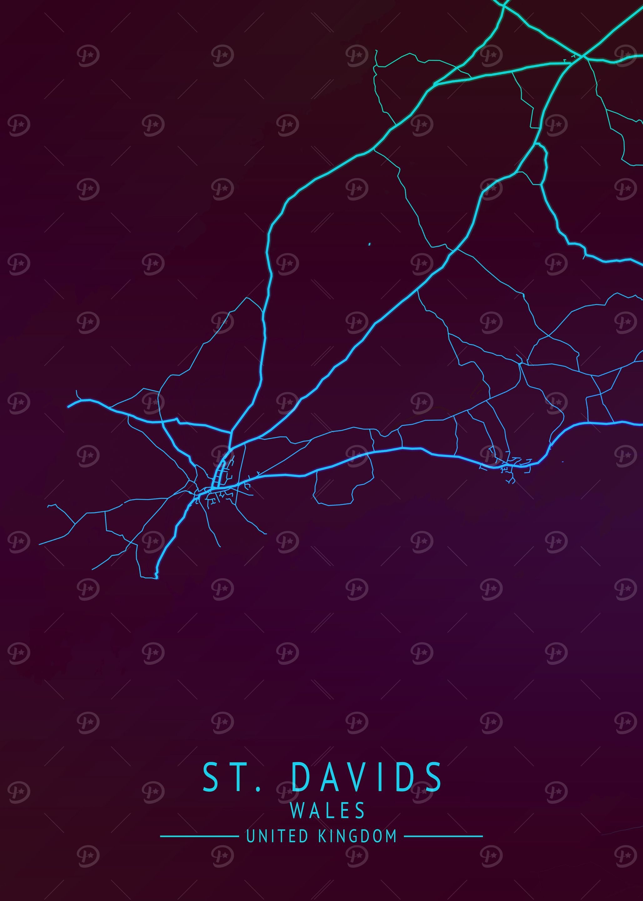 St Davids UK City Map