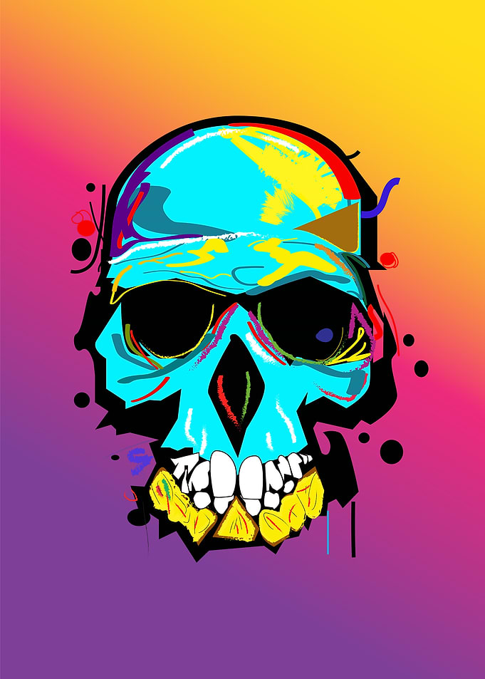Skull art futuristic colo
