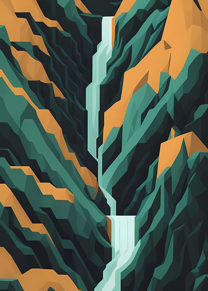 Geometric Rocky Waterfall