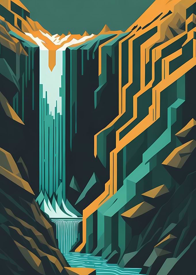 Geometric Rocky Waterfall