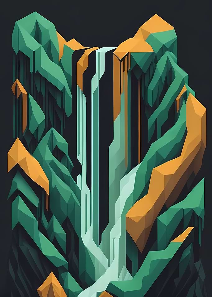 Geometric Rocky Waterfall