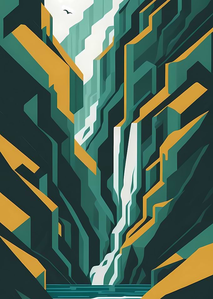 Geometric Rocky Waterfall