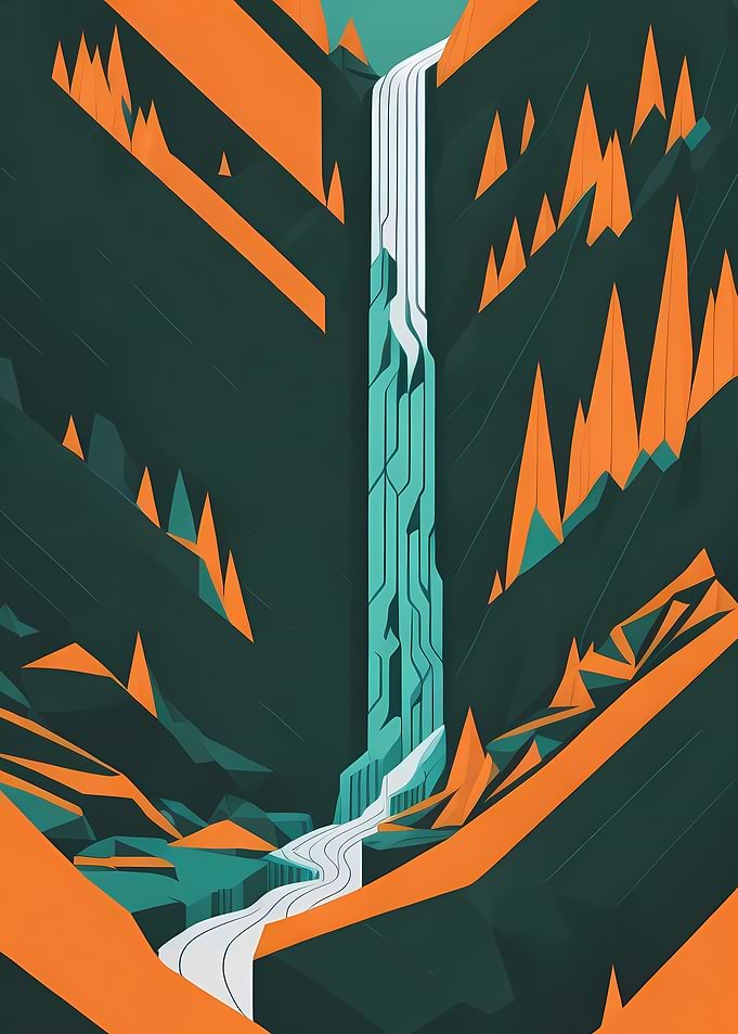 Geometric Rocky Waterfall