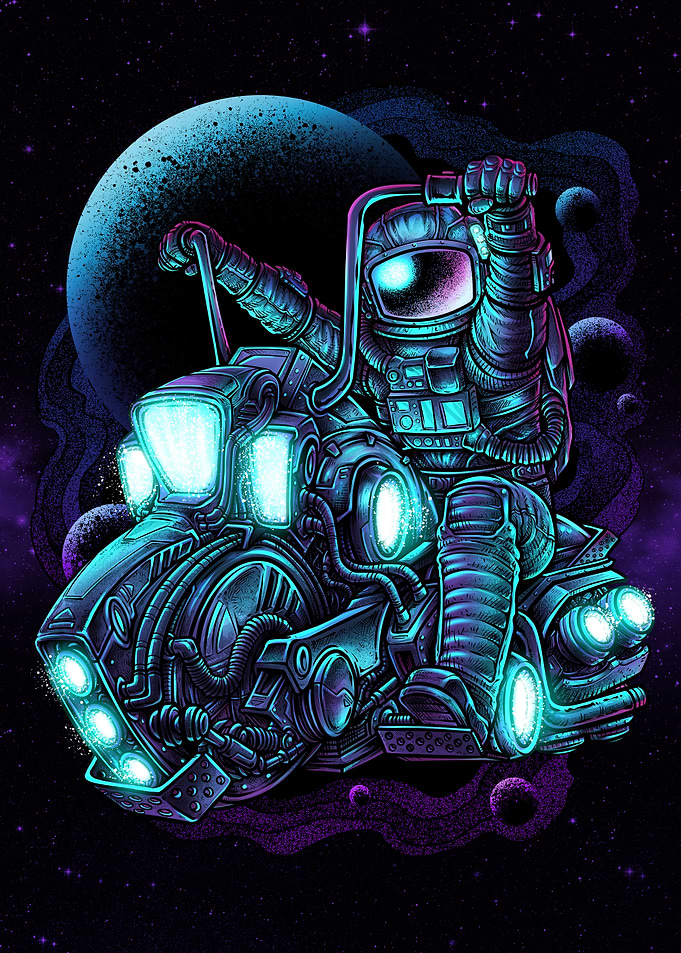 Astronaut biker surf the u