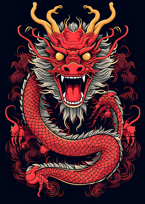 Red Dragon — living room metal wall art