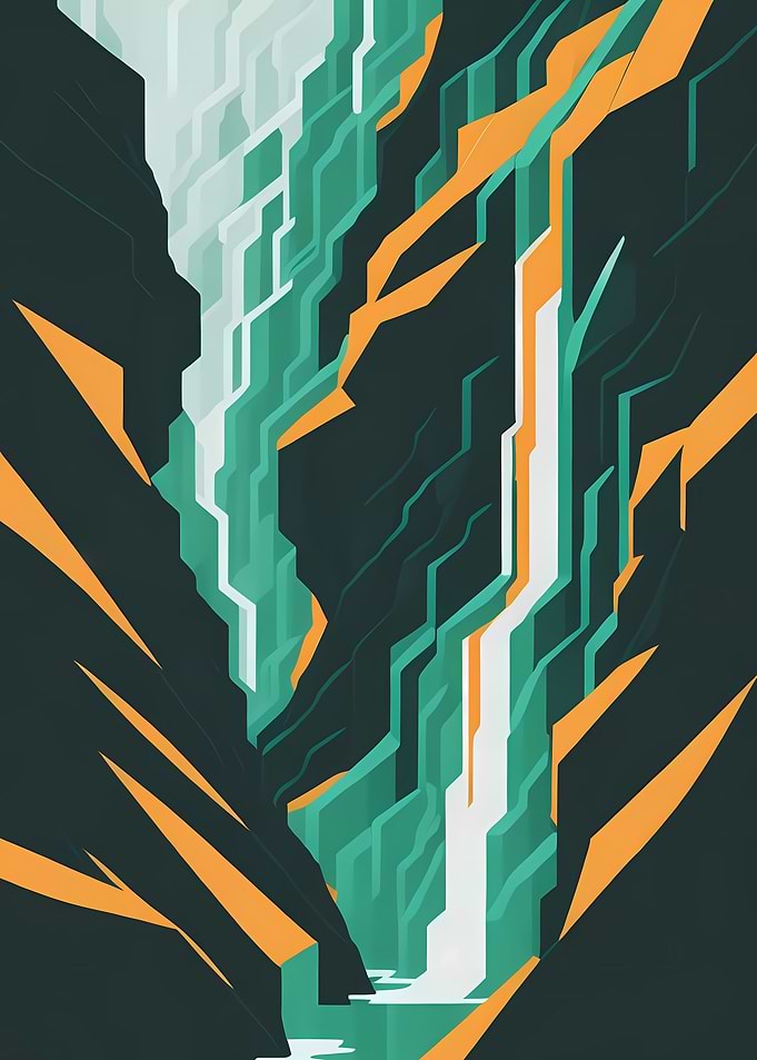 Geometric Rocky Waterfall