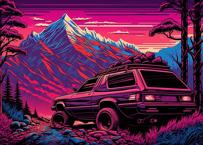 Camping 80s synthwave