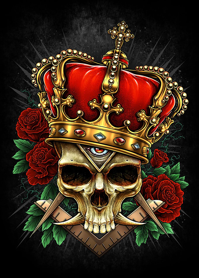 Skull Crown King Roses
