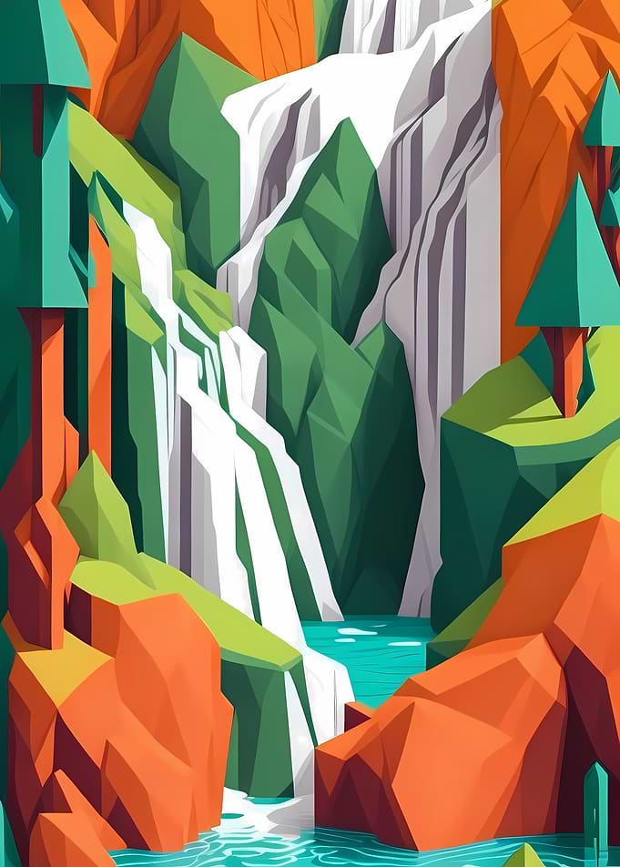 Geometric Rocky Waterfall