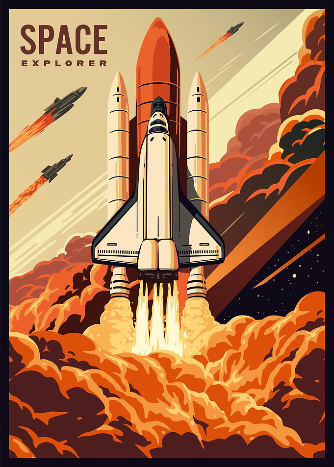 Space rocket taking off