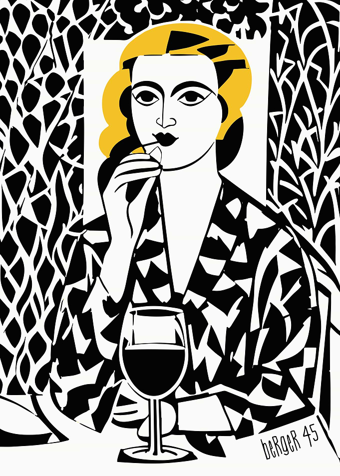 Art Deco Wine Retro Poster