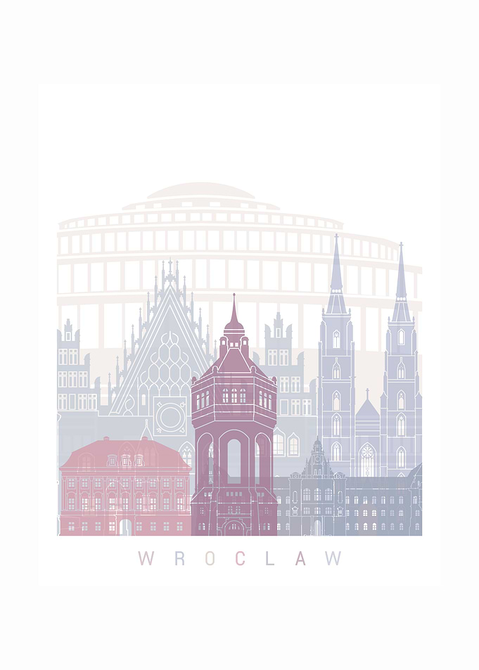 Wroclaw skyline pastel