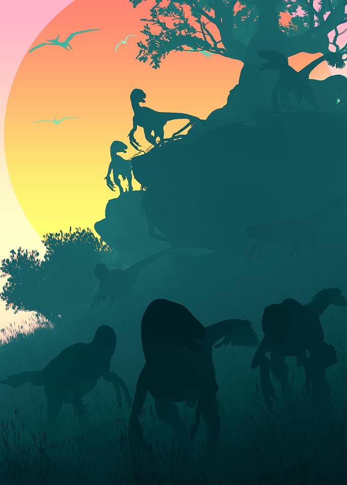 Raptors Hunting dinosaur