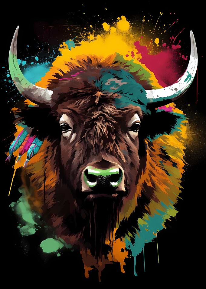 Bison Colorful Buffalo