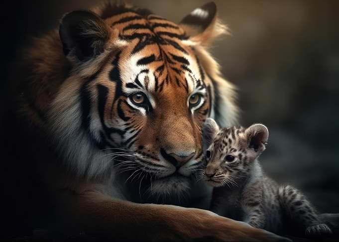 Tiger Mother and Baby