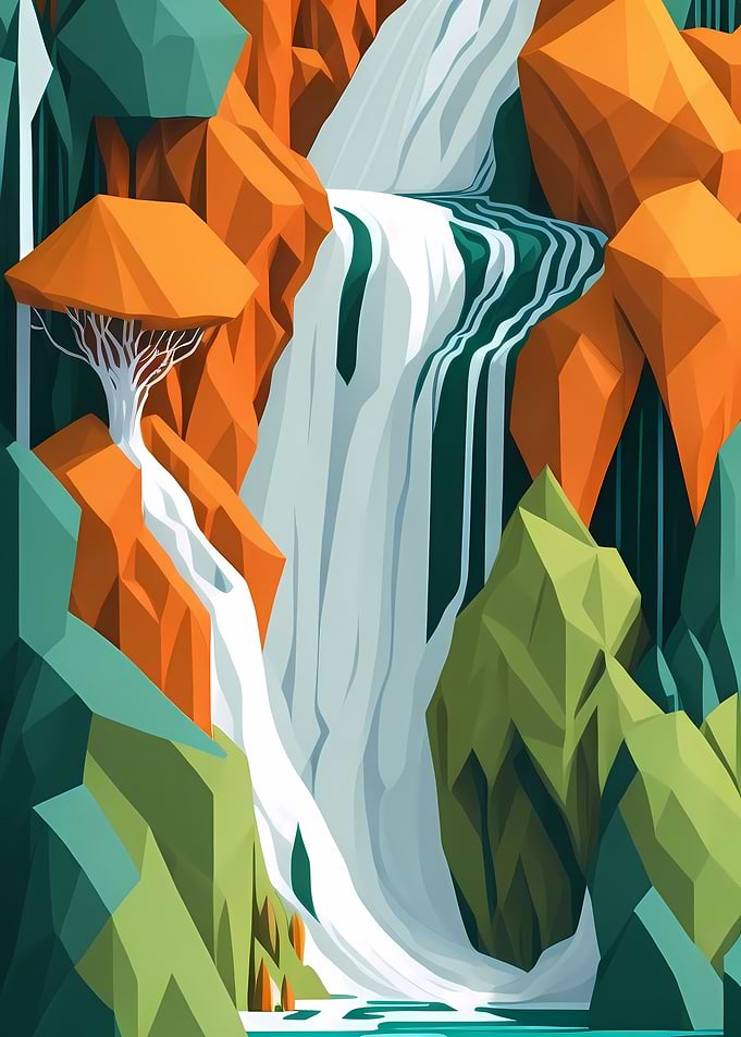 Geometric Rocky Waterfall