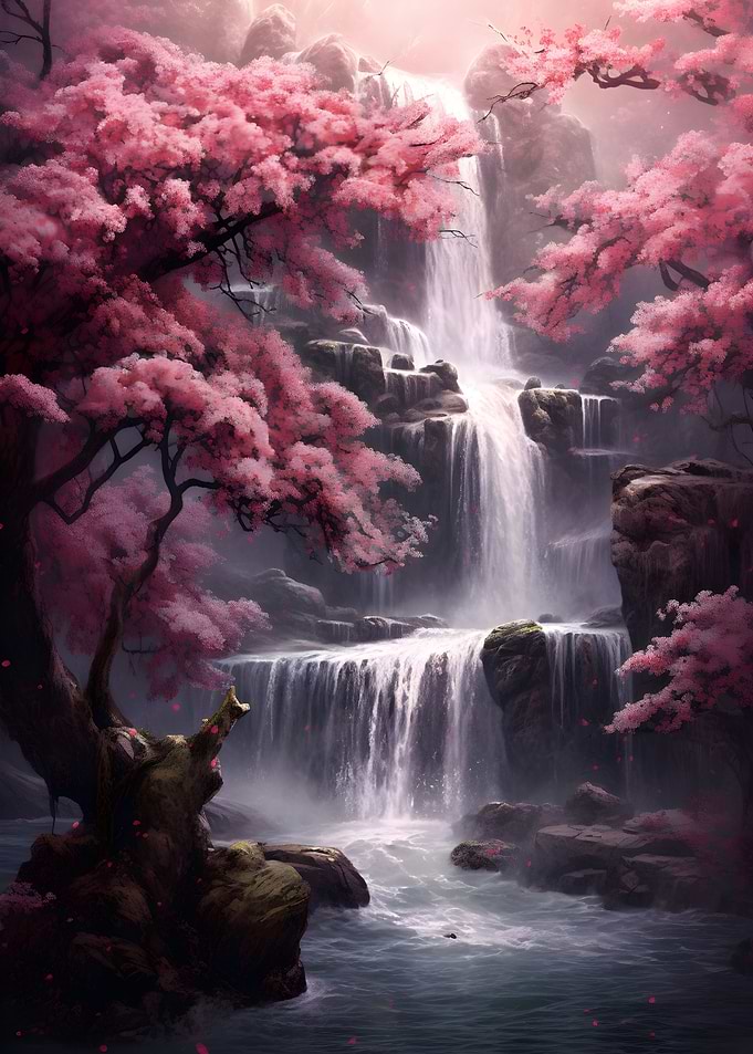 Cherry Blossom Waterfall