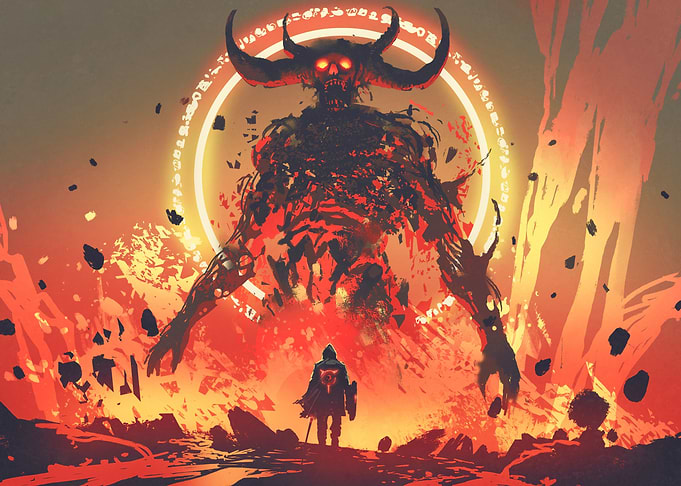 Knight vs lava demon
